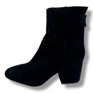 J.CREW Back Zip Sadie‎ Ankle Boots in Suede Leather Black Chunky Heel Sz 10